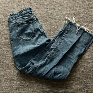 Abercrombie & Fitch Distressed Blue Cropped Jeans